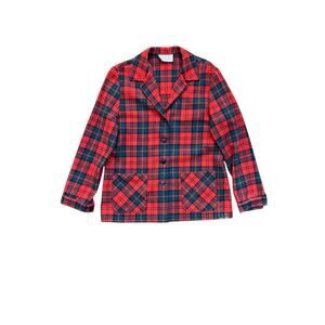 Vintage Pendleton Red Black Plaid Pattern Blazer & Skirt Set Size 14